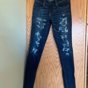 American Eagle Dark Blue ripped Skinny Jeans